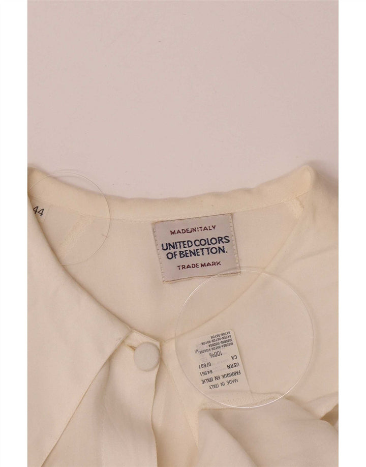 Benetton Womens Oversized Shirt Blouse IT 44 Medium Off White Viscose