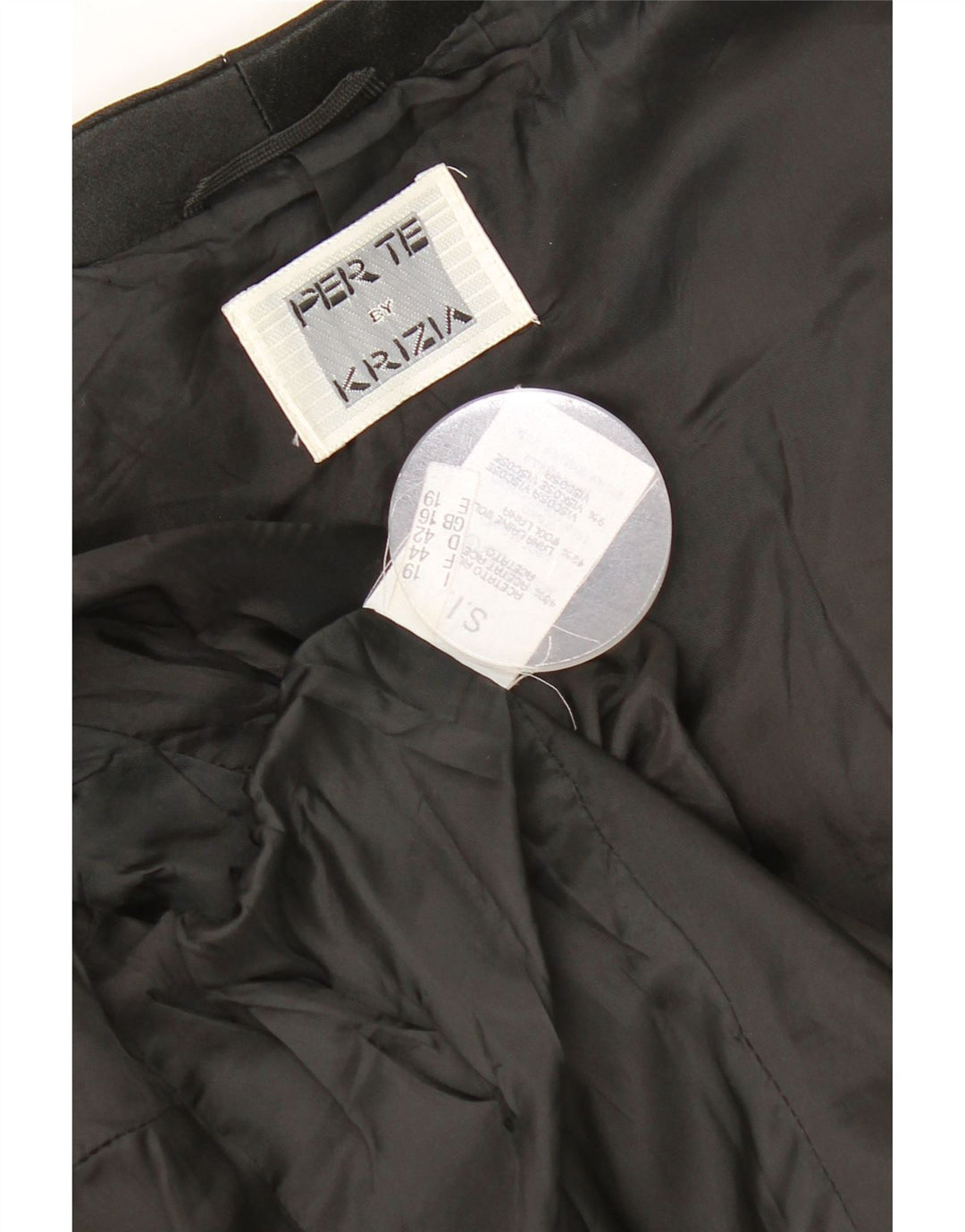 Perte by Krizia Womens 1 Button Blazer Jacket UK 16 Large Black Acetate