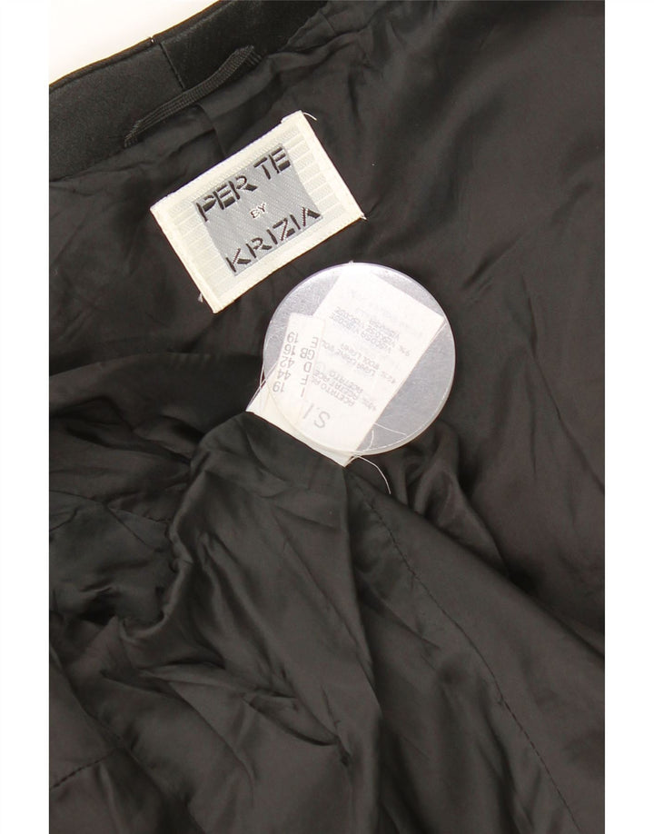 Perte by Krizia Womens 1 Button Blazer Jacket UK 16 Large Black Acetate