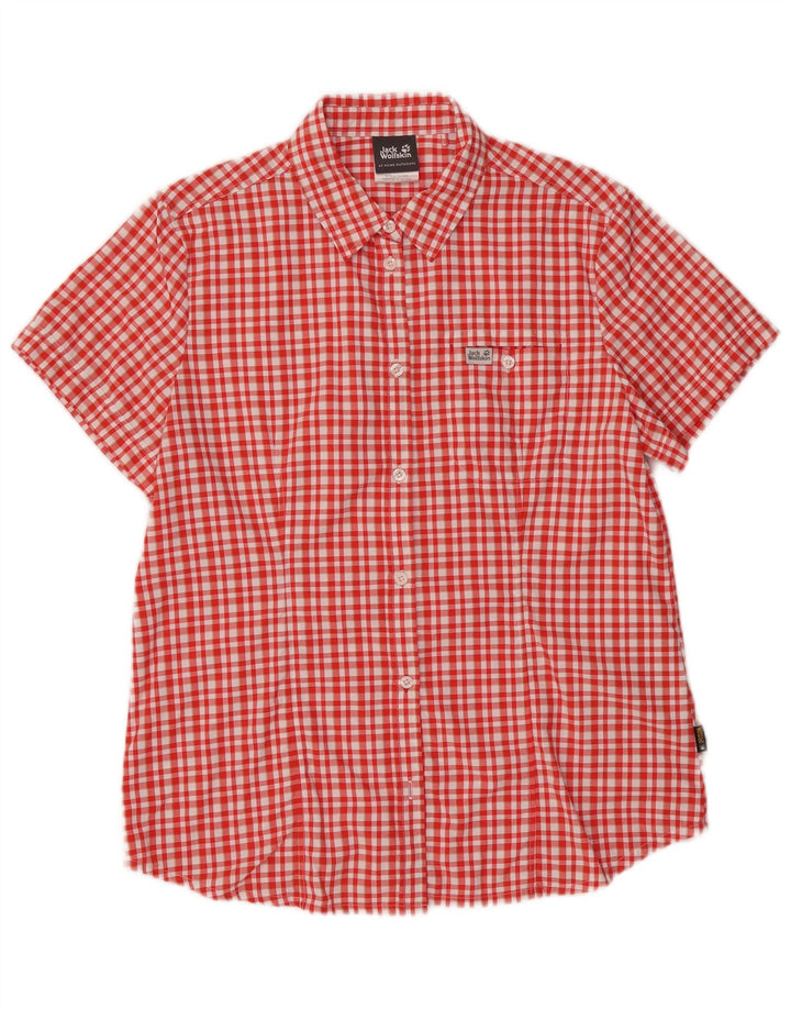 Jack Wolfskin Chemise à manches courtes pour femme UK 16 Large Red Check Polyamide