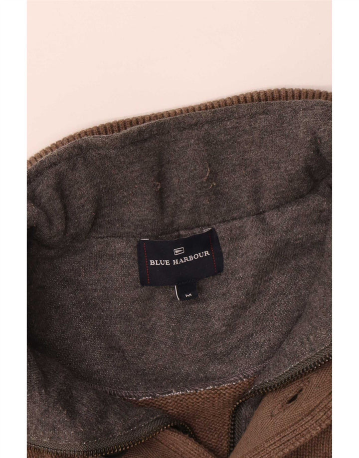 Marks & Spencer Herre Blue Harbor Button Neck sweater Medium Brun