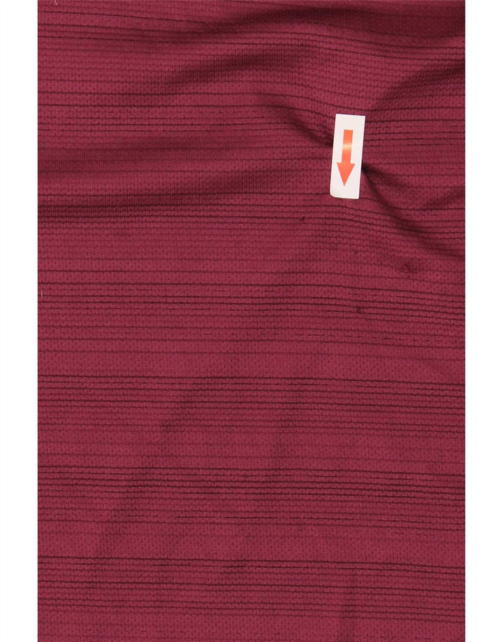 Nike Mens Dri Fit T-Shirt Top Large Burgundy Striped Polyester