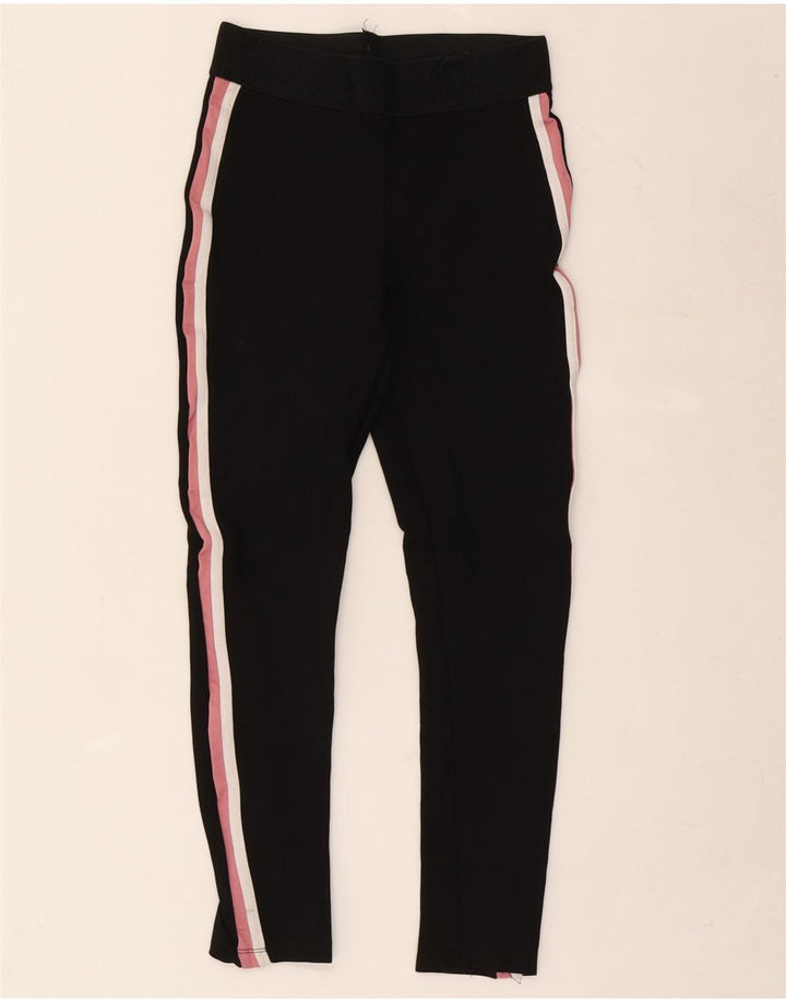 Zara Dame Leggings UK 10 Small Sort Stribet
