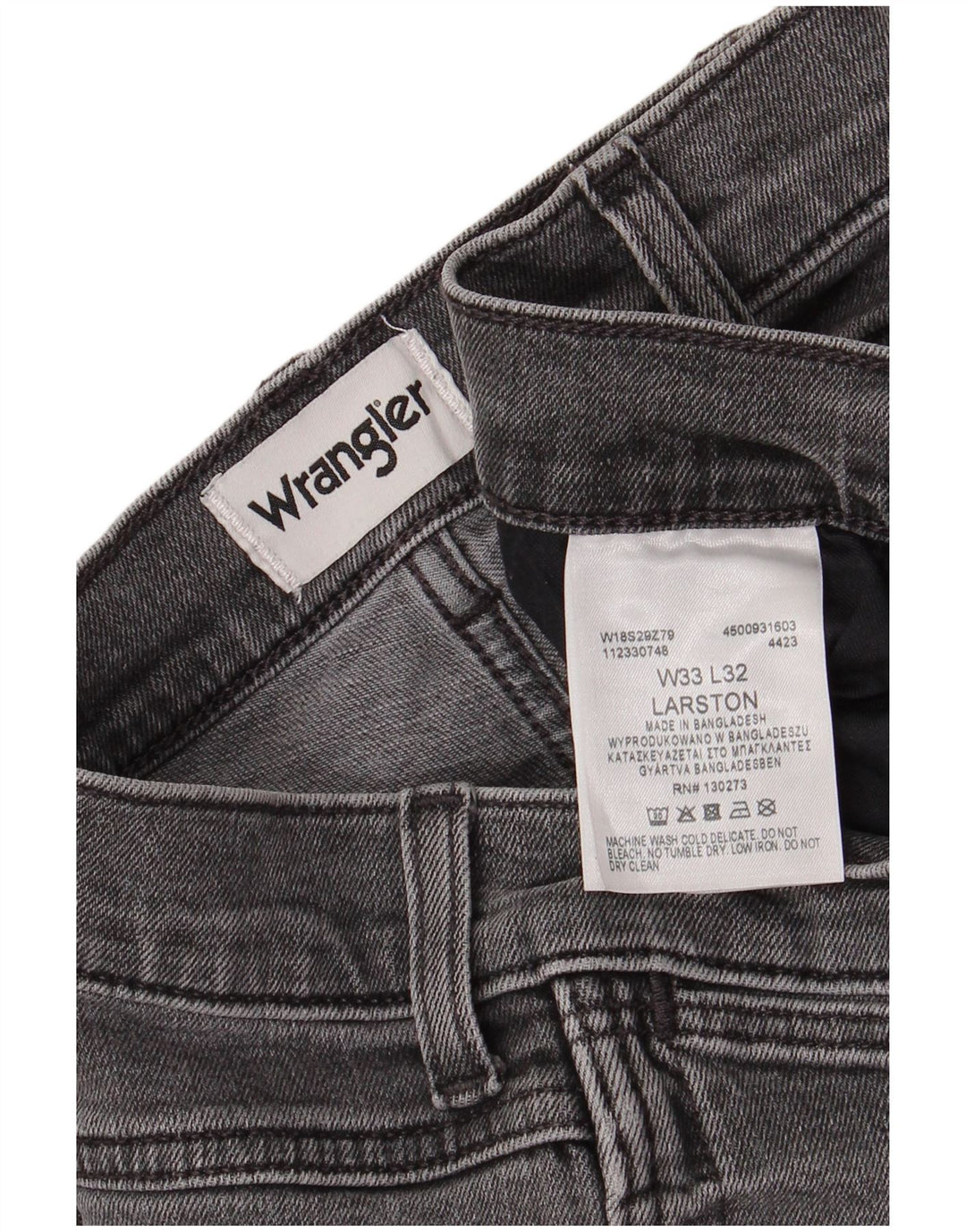 WRANGLER Mens Larston Slim Jeans W33 L27 Grey Cotton
