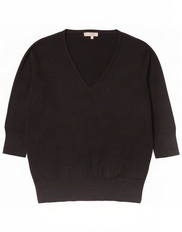 Pulover Hobbs pentru femei cu mâneci 3/4 cu decolteu în V UK 14 Medium Lână neagră