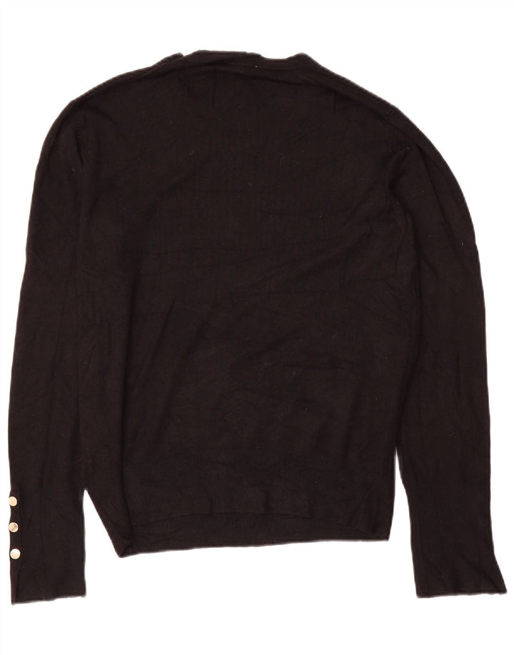 Zara Womens Crew Neck Jumper Sweater UK 14 Medium Black Viscose