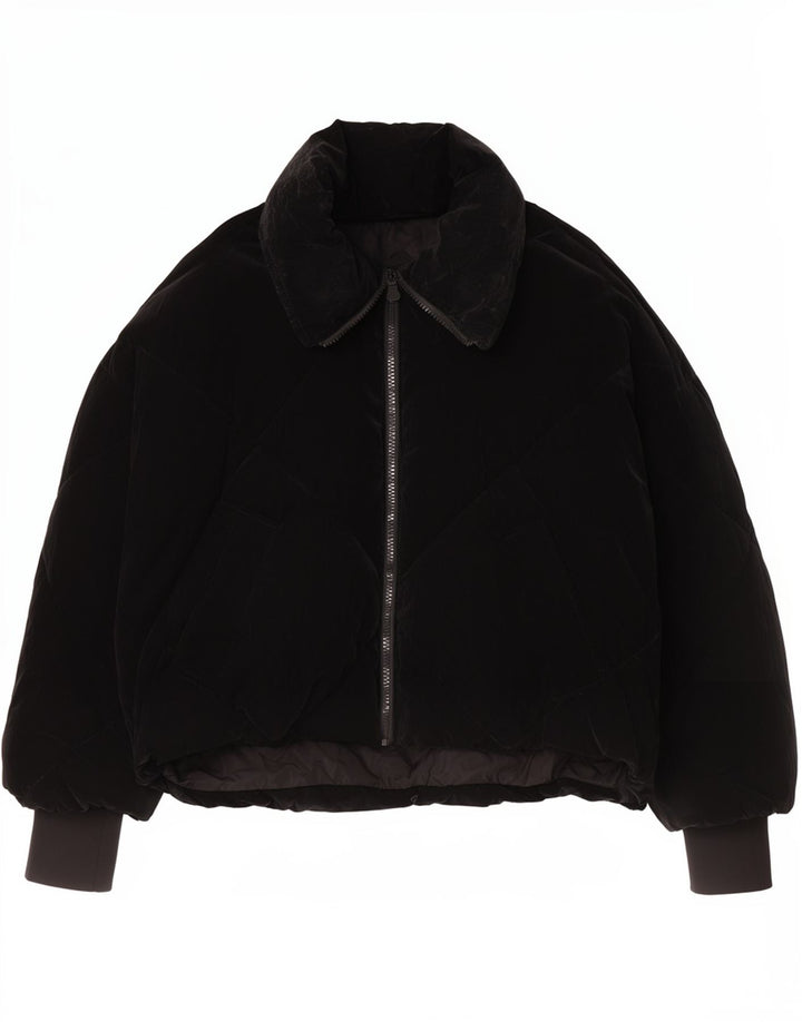 Zara Mujer Chaqueta Acolchada Extragrande UK 10 Small Poliuretano Negro