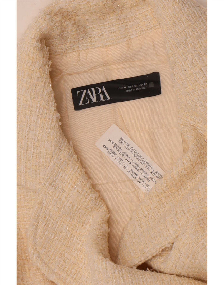 Zara Γυναικείο Μπλέιζερ με διπλό στήθος UK 12 Medium Off White Polyester