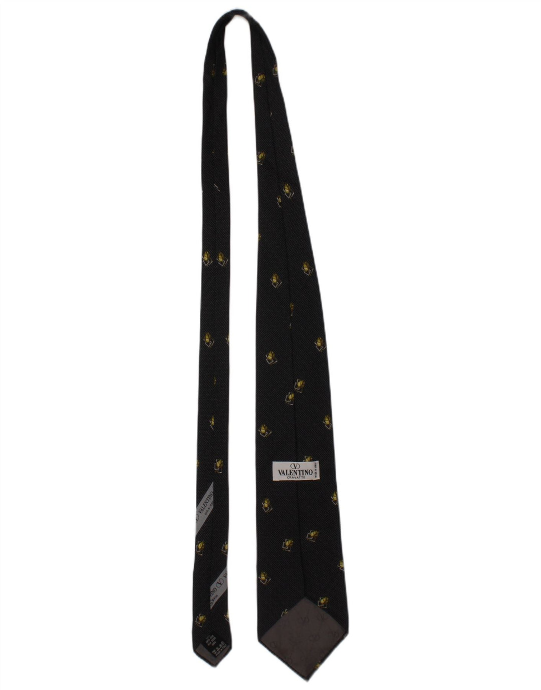 Valentino Herren Cravatte-Krawatte, Einheitsgröße, schwarzer Blumen-Seidendesigner