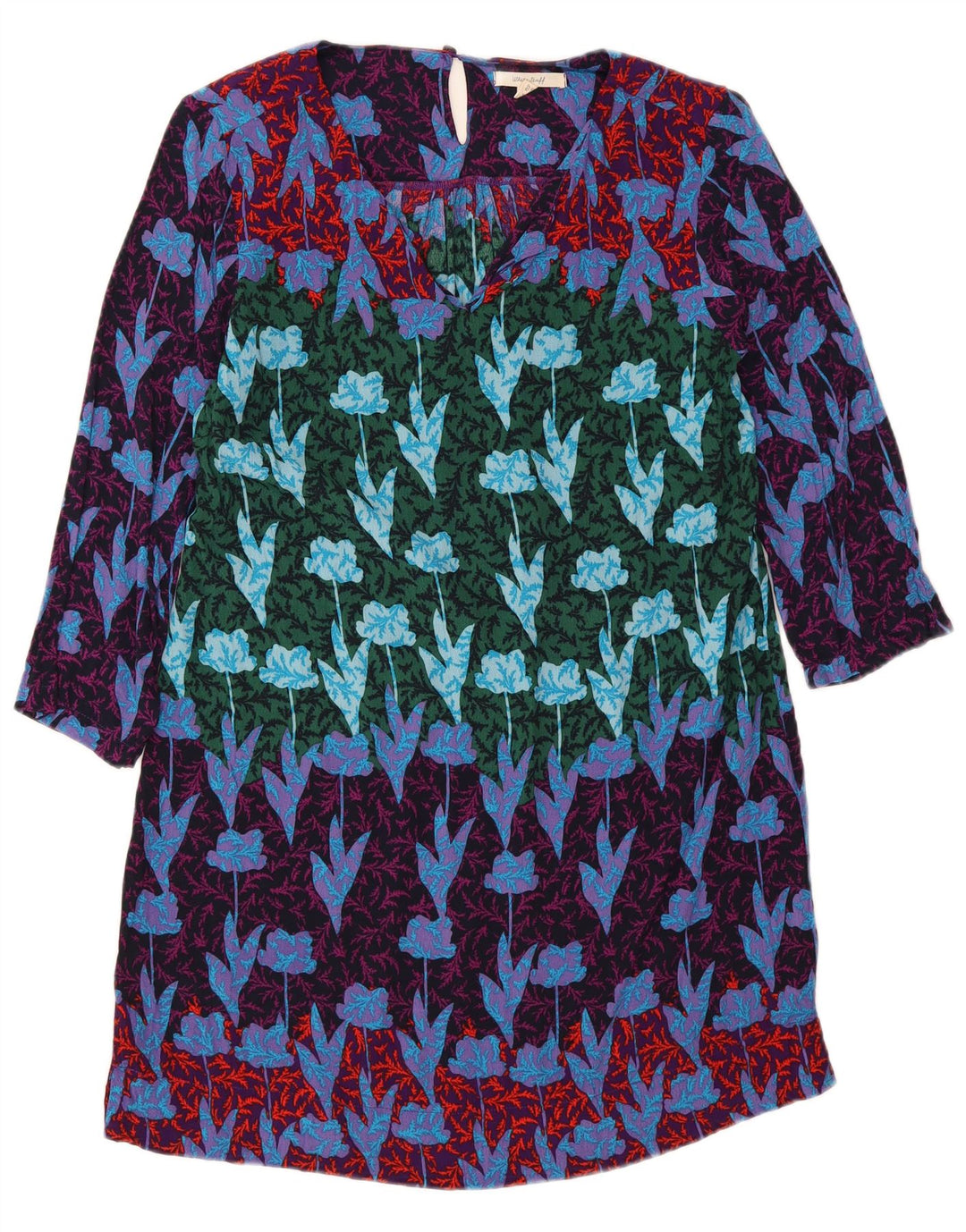 White Stuff Womens 3/4 Sleeve Shift Dress UK 14 Large Multicoloured Floral