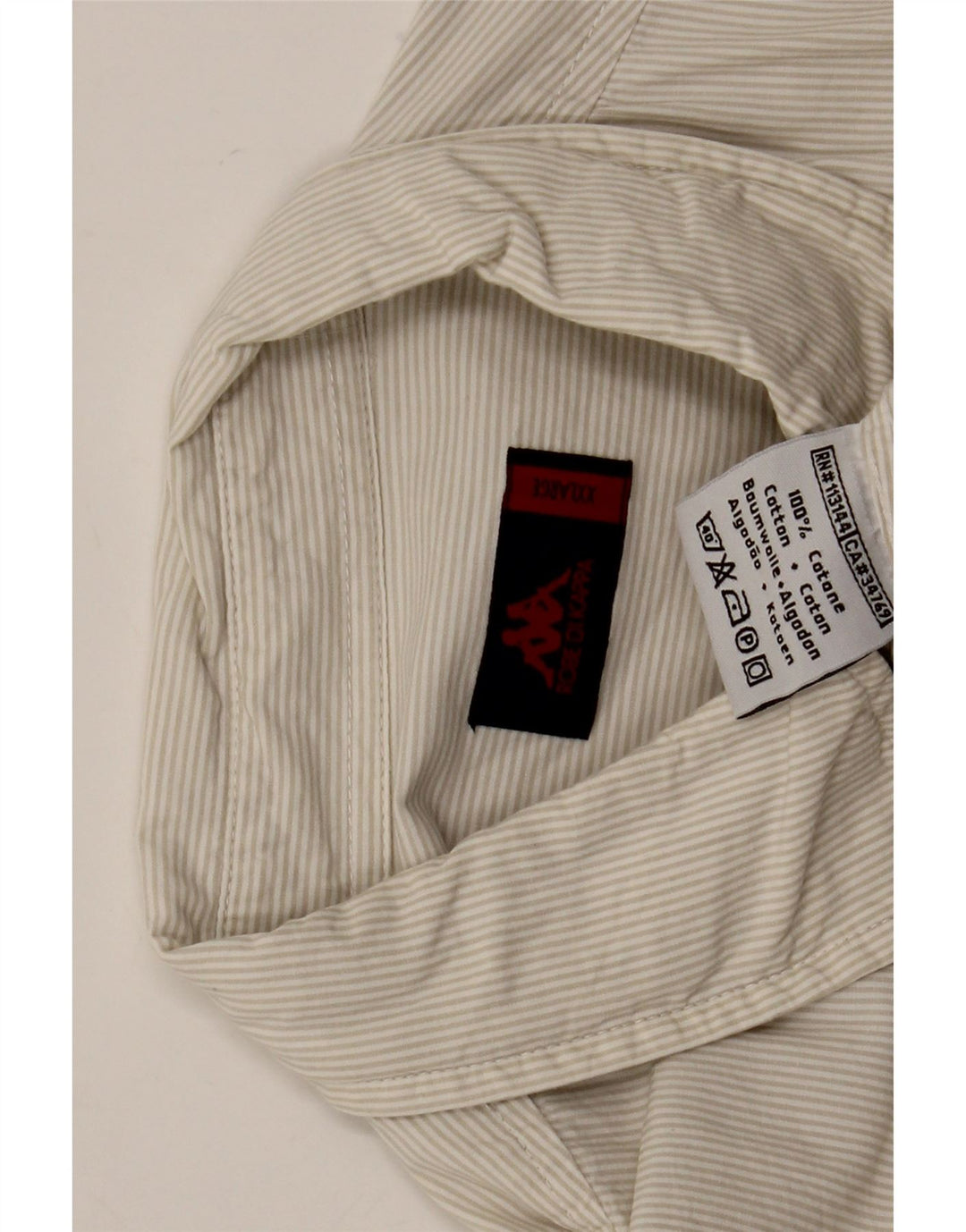 Kappa Mens Shirt 2XL Beige Pinstripe Cotton