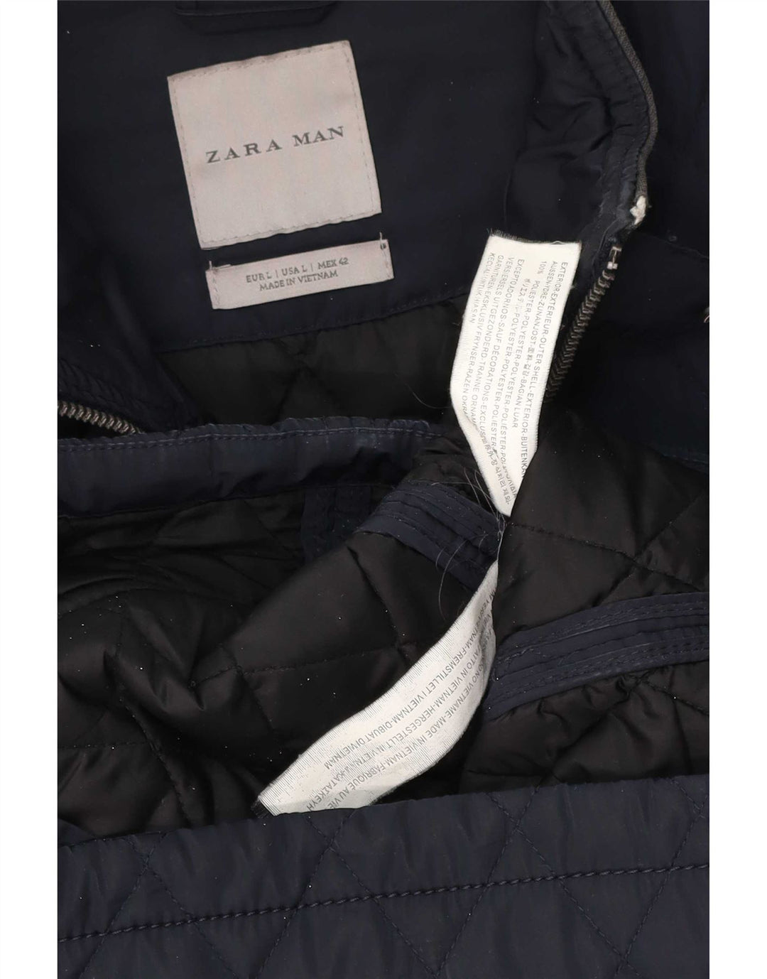 Zara Chaqueta acolchada para hombre UK 40 Large Poliéster azul marino