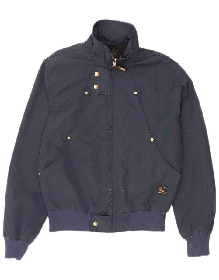 Richlu Mens Bomber Jacket UK 38 Medium Navy Blue Polyamide
