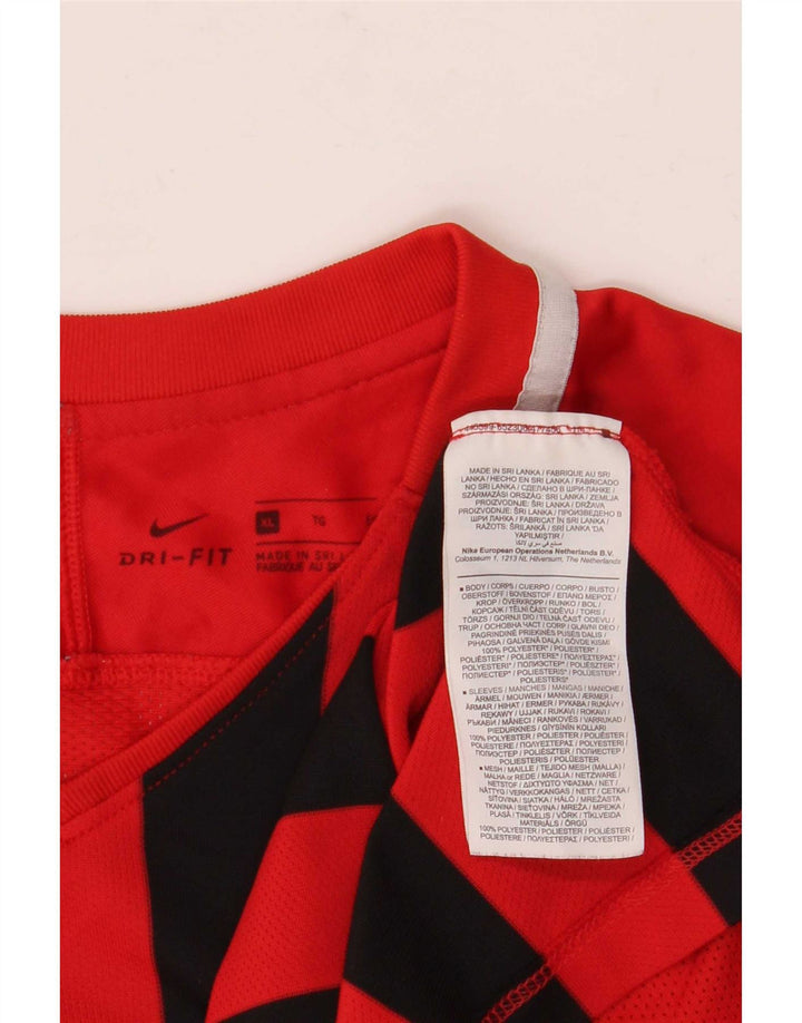Nike Herren Dri Fit T-Shirt Top XL Rot gestreift Polyester