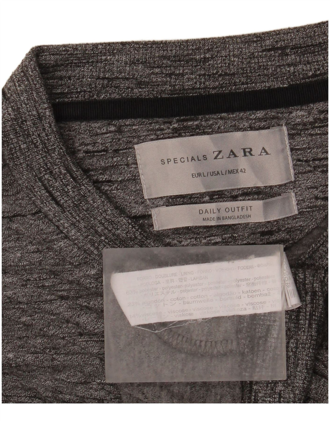 Zara Træningsdragt til mænd, topjakke, stor grå flækket polyester