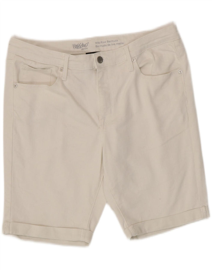 Mossimo Womens Mid Rise Bermuda Denim Shorts US 14 Large W32  White Cotton
