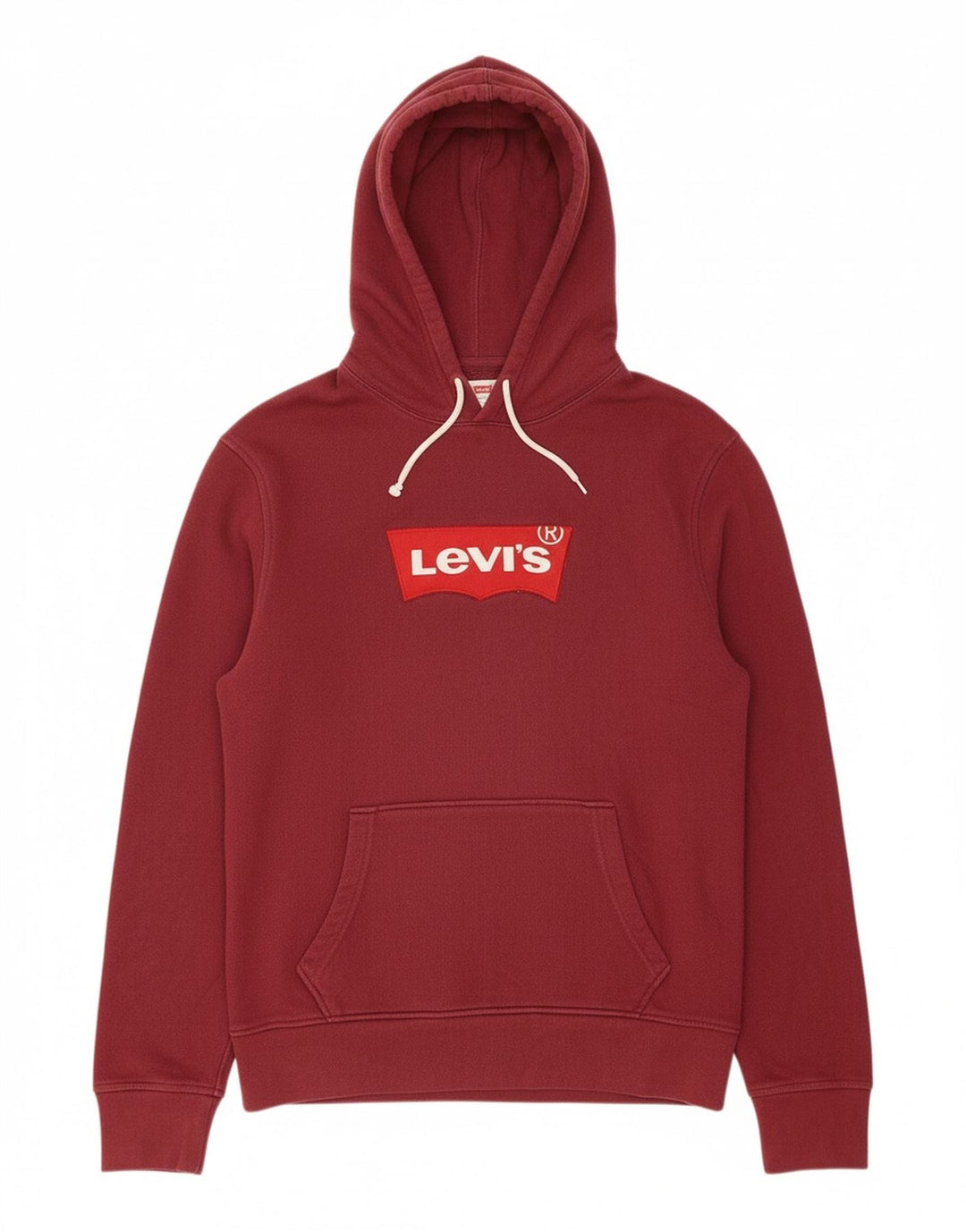 LEVI'S Mens Graphic Hoodie Jumper Medium Burgundy Cotton