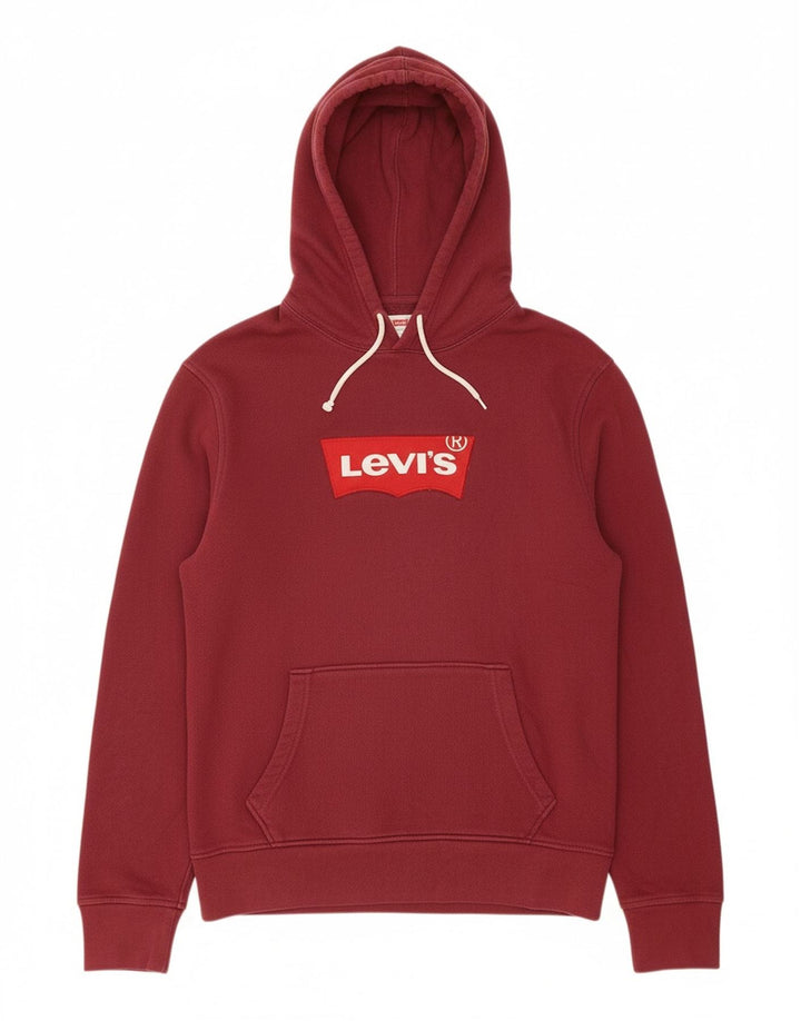 LEVI'S Mens Graphic Hoodie Jumper Medium Burgundy Cotton