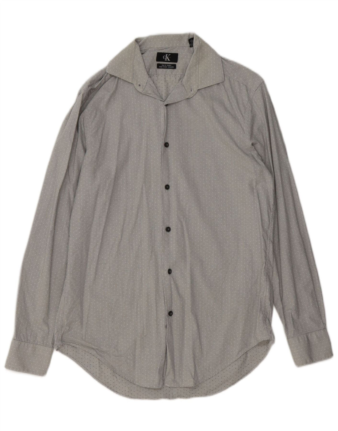 CALVIN KLEIN Mens Slim Fit Shirt Size 15 Medium Grey Spotted Cotton