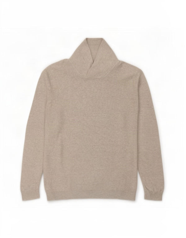 Jules Herre Shawl Neck Jumper Sweater Stor Grå Bomuld
