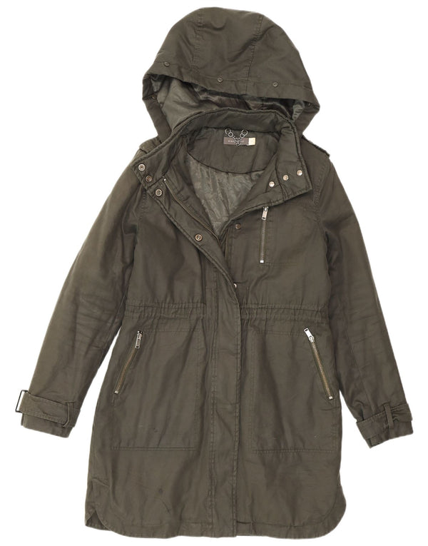 MINT VELVET Dame Hooded Parka Jacket UK 10 Small Khaki