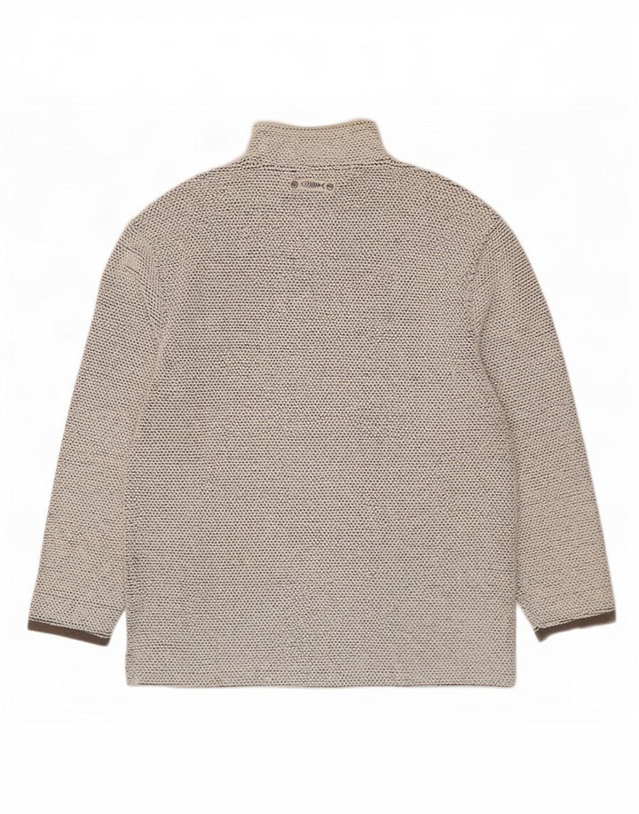 Weird Fish Mens Zip Neck Sweatshirt Jumper Medium Beige Cotton