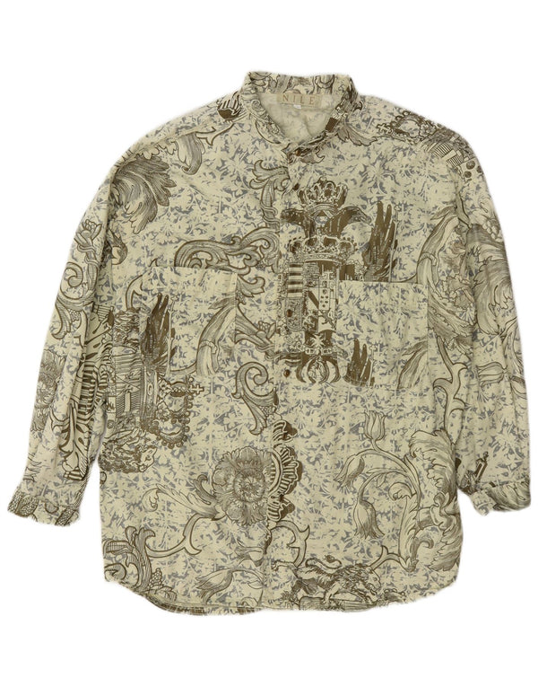 Vintage Mens Shirt Large Green Paisley Cotton