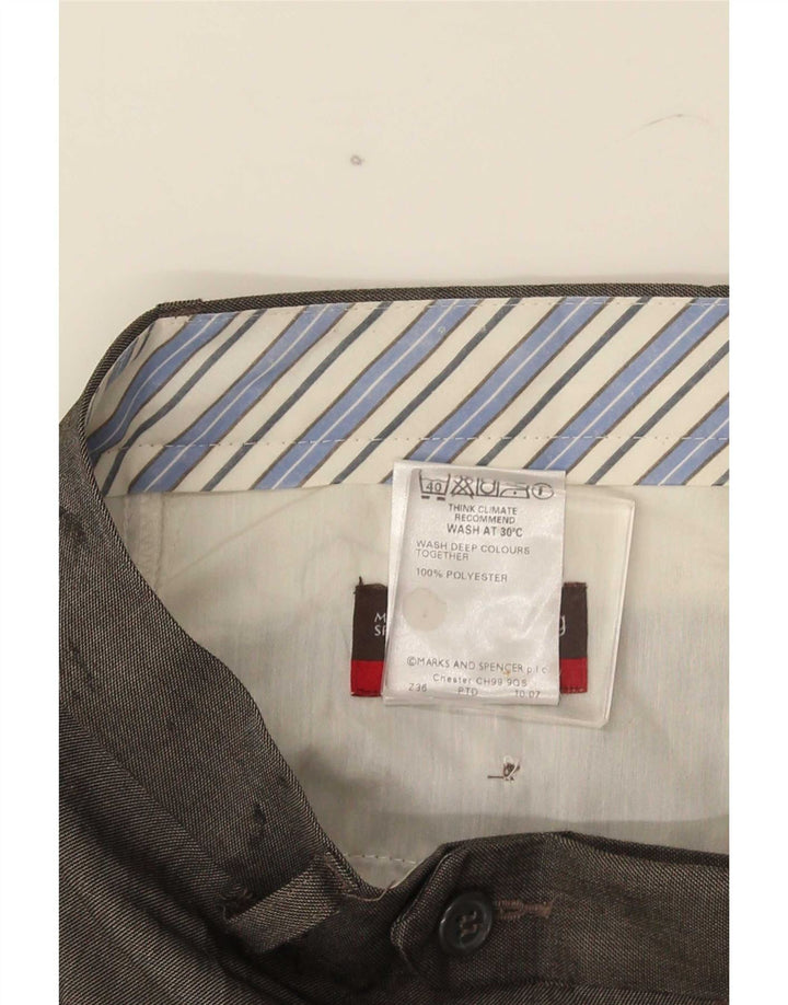 Marks & Spencer Mens Straight Suit Trousers W34 L29 Grey Polyester