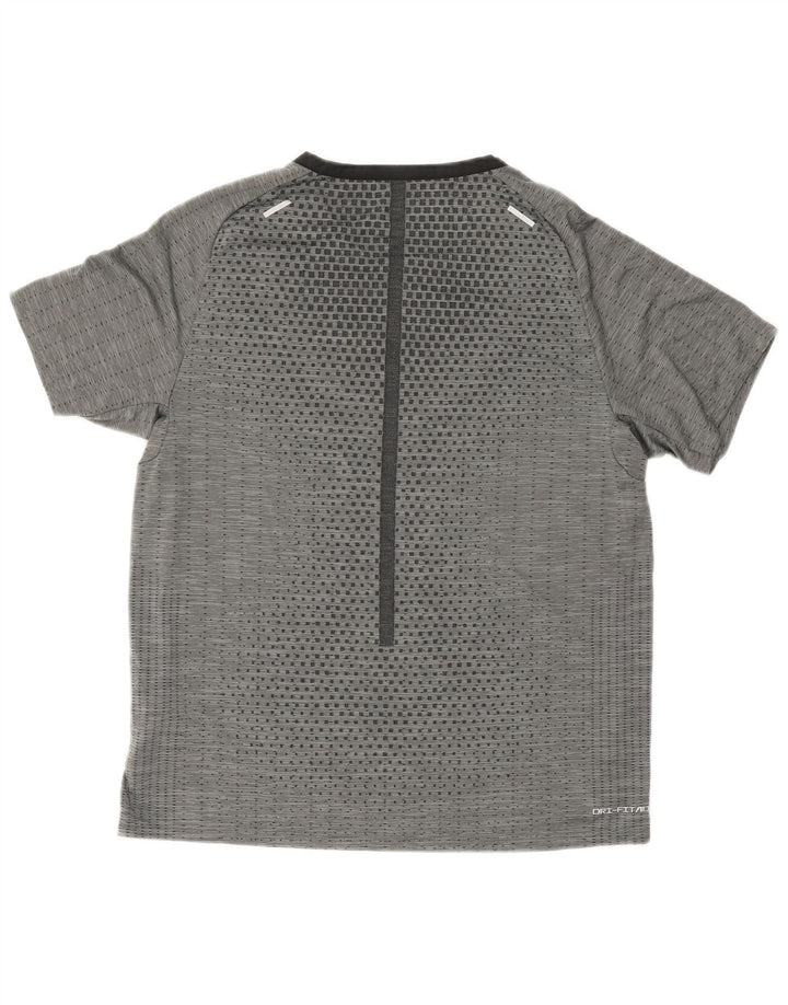 Nike Herren Dri Fit T-Shirt-Oberteil aus mittelgrauem, geometrischem Polyester