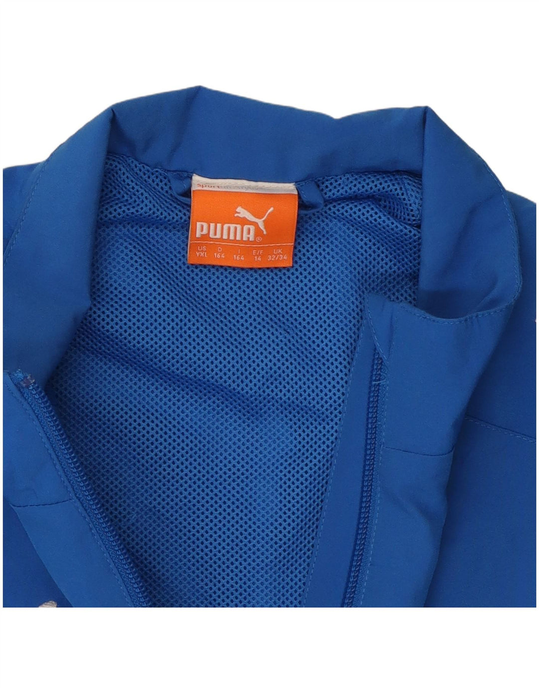 PUMA Boys Tracksuit Top Jacket 13-14 Years Blue Colourblock Polyester