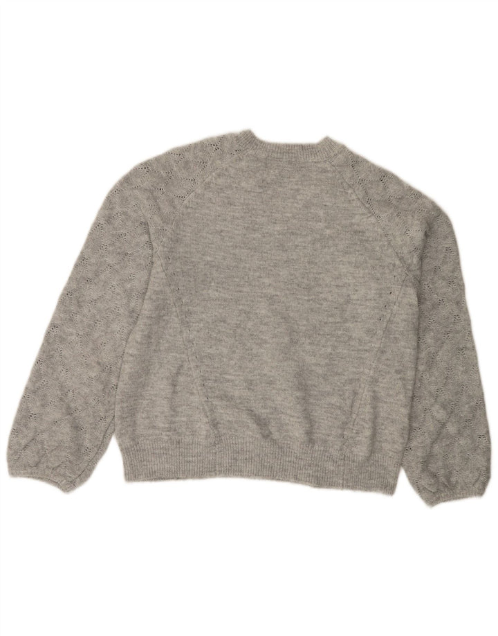OASIS Womens Crew Neck Jumper Sweater UK 14 Medium Grey Acrylic