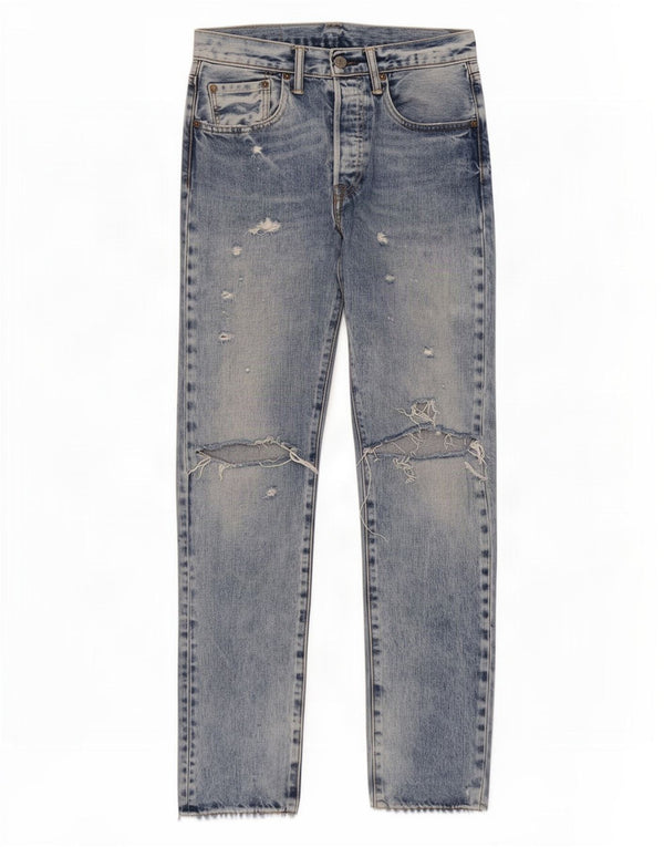 Levi's Mens 501 Distressed Tapered Jeans W28 L32 Blue Cotton