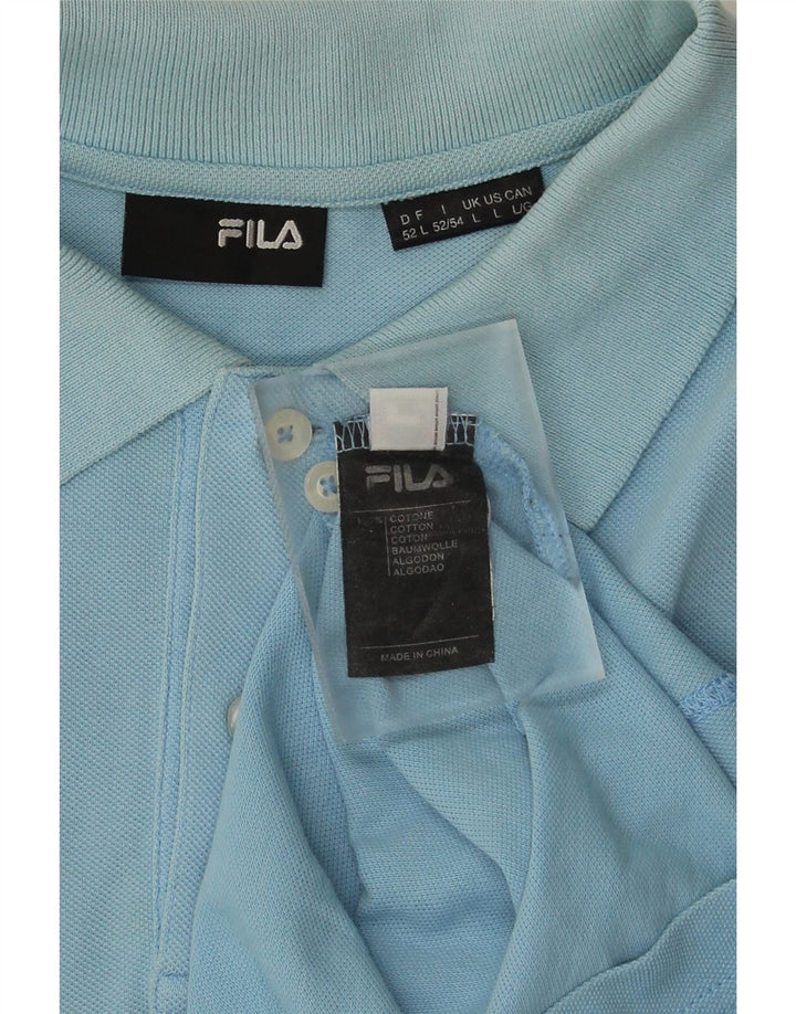 Fila Mens Long Sleeve Polo Shirt Large Blue Cotton