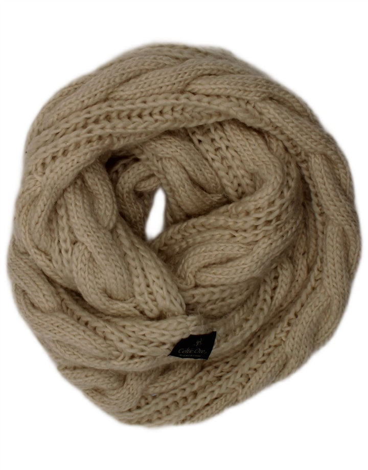 Celtic Ore Womens Knit Snood Scarf One Size Off White Polyester Winter