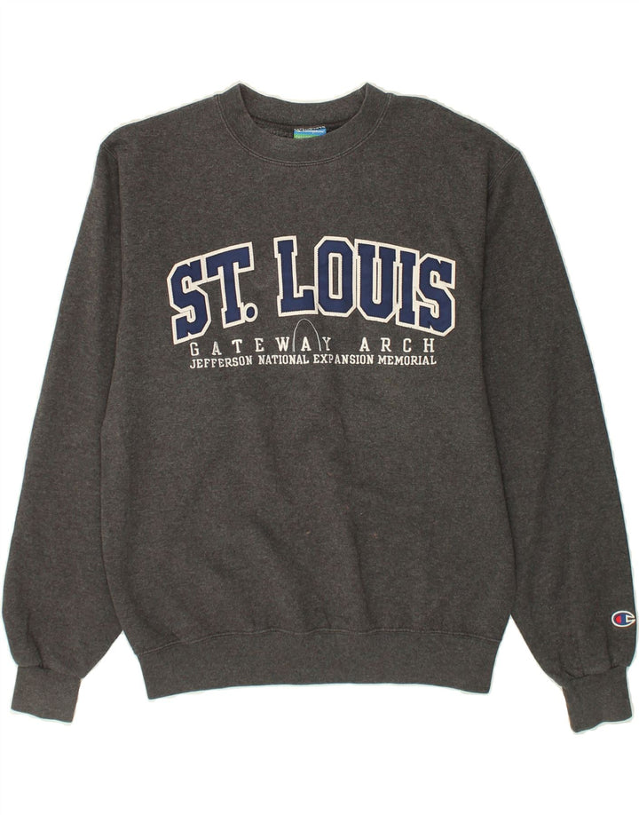 CHAMPION Mens St.Louis Graphic Sweatshirt Jumper Small Grey Vintage Champion and Second-Hand Champion from Messina Hembry 