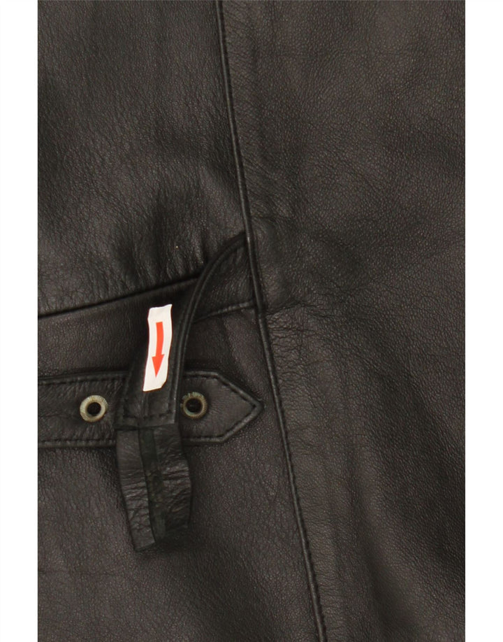 Gilet in pelle da uomo vintage medio nero