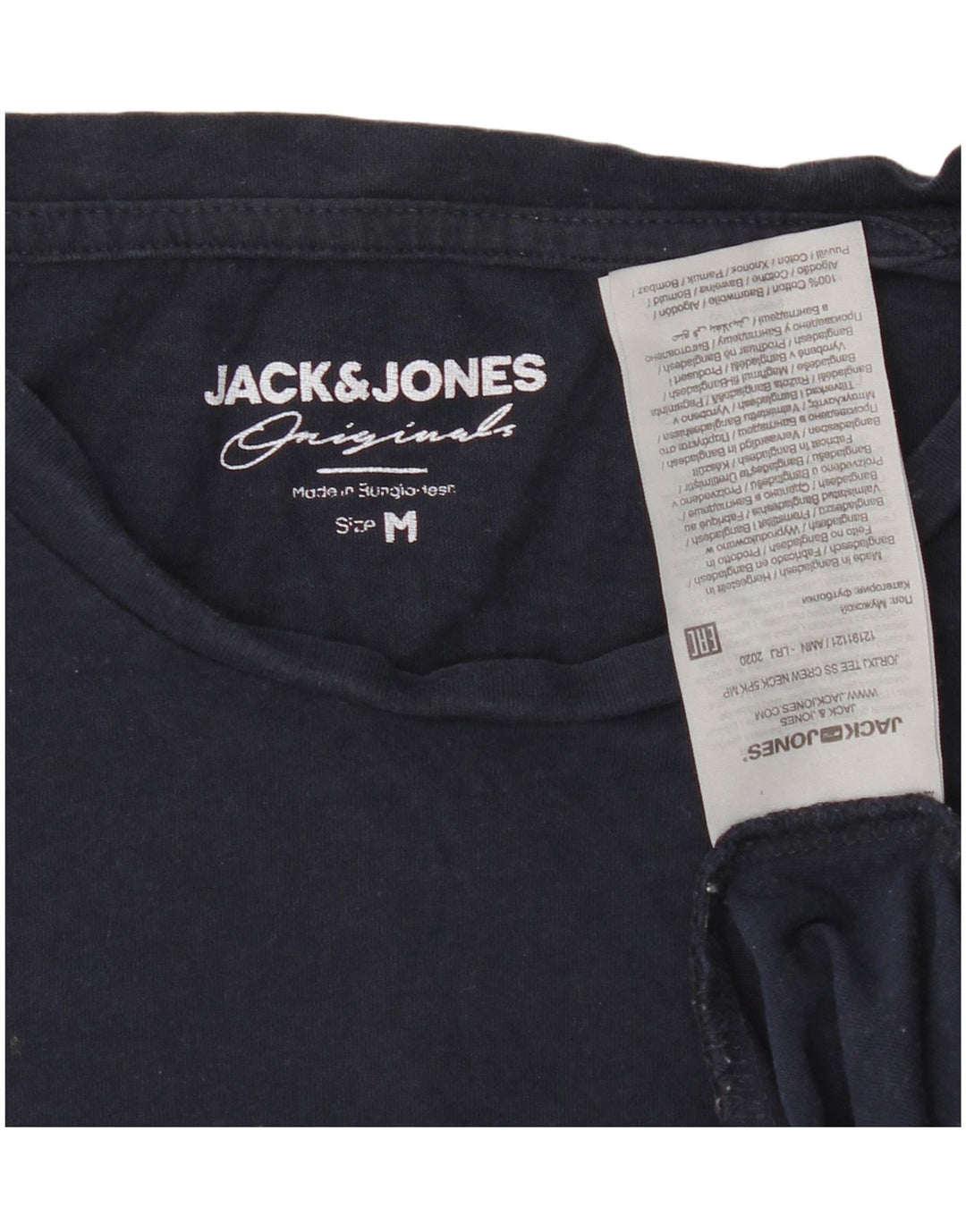 JACK & JONES Mens T-Shirt Top Medium Navy Blue Cotton