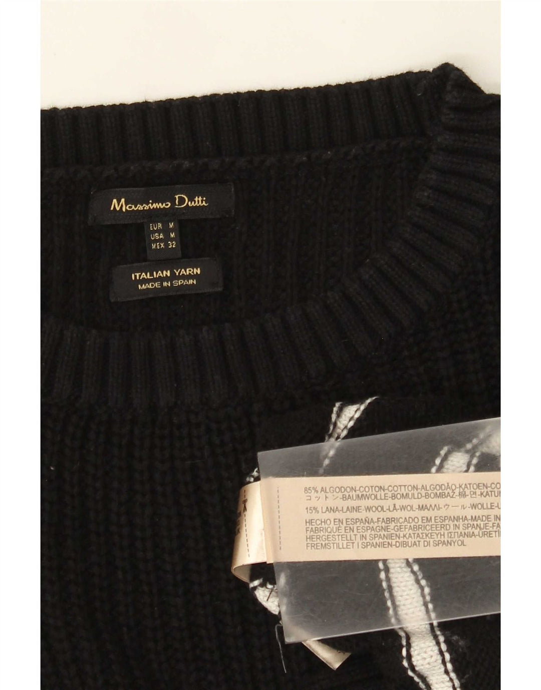 Massimo Dutti Womens Boat Neck Jumper Sweater UK 14 Medium Black Striped