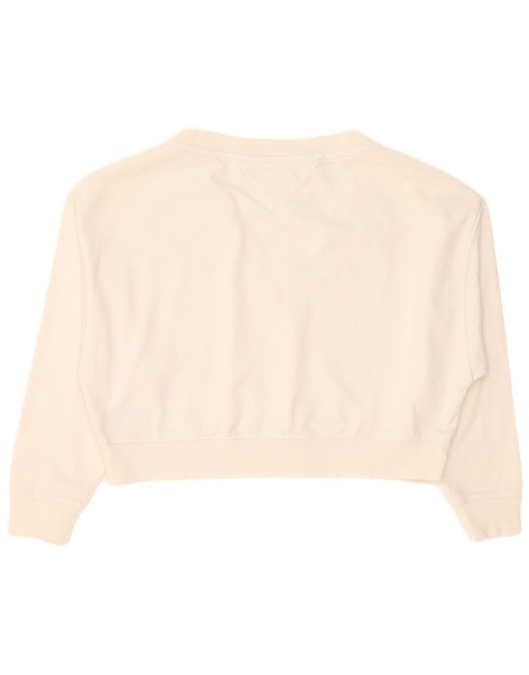 Tommy Hilfiger Womens Crop Oversized Sweatshirt Jumper UK 10 Small White
