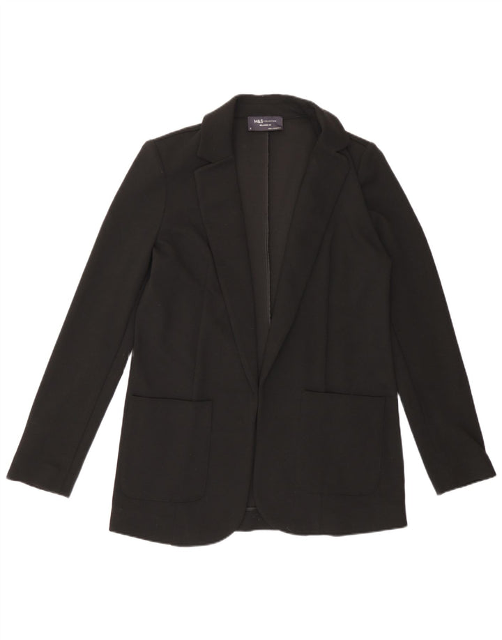 Marks & Spencer Dame Open Relaxed Fit Blazer Jacket UK 8 Small Black