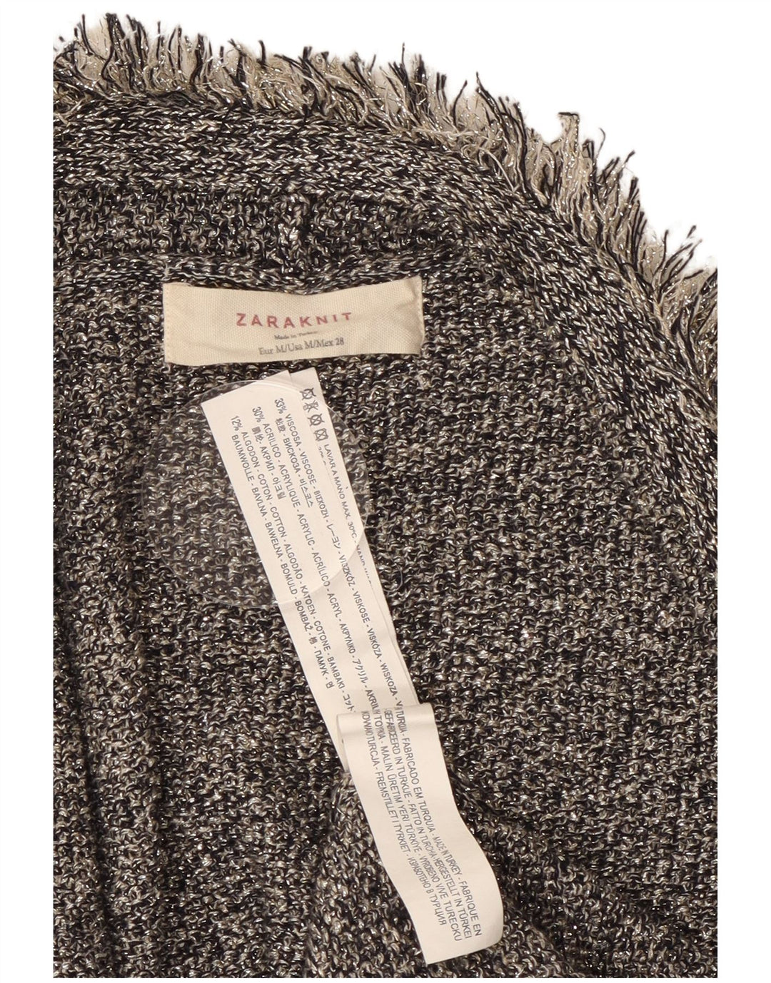 Maglione Cardigan Aperto da Donna ZARA UK 12 Viscosa mélange grigio medio