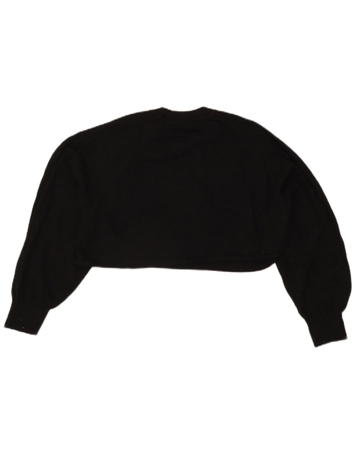 Zara Womens Crop Oversized Μπλούζα Τοπ UK 14 Medium Black