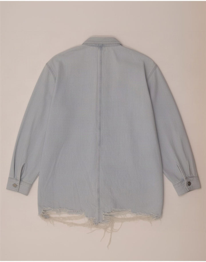 Zara Dame Oversized Denim Shirt UK 14 Medium Blue