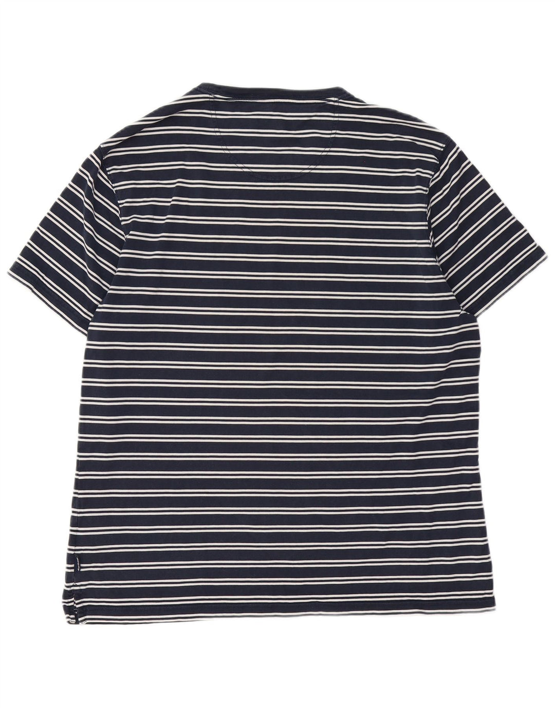 Barbour Mens T-Shirt Top Large Navy Blue Striped Cotton
