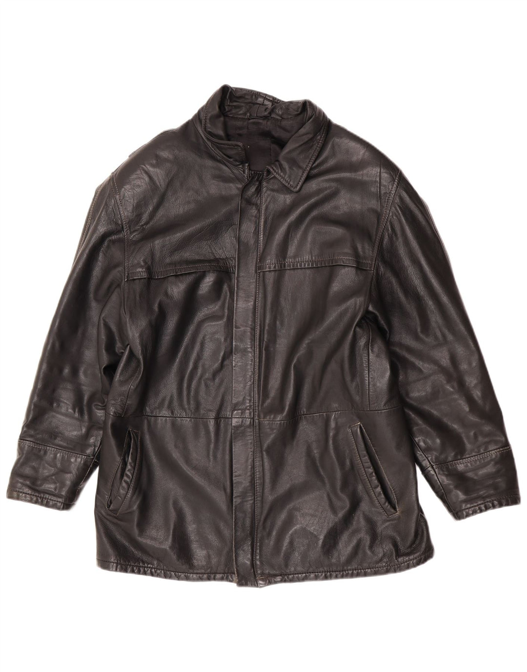 Jaqueta de couro masculina vintage UK 40 grande preta