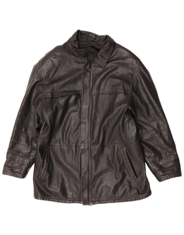 Vintage hombres chaqueta de cuero Reino Unido 40 grande negro