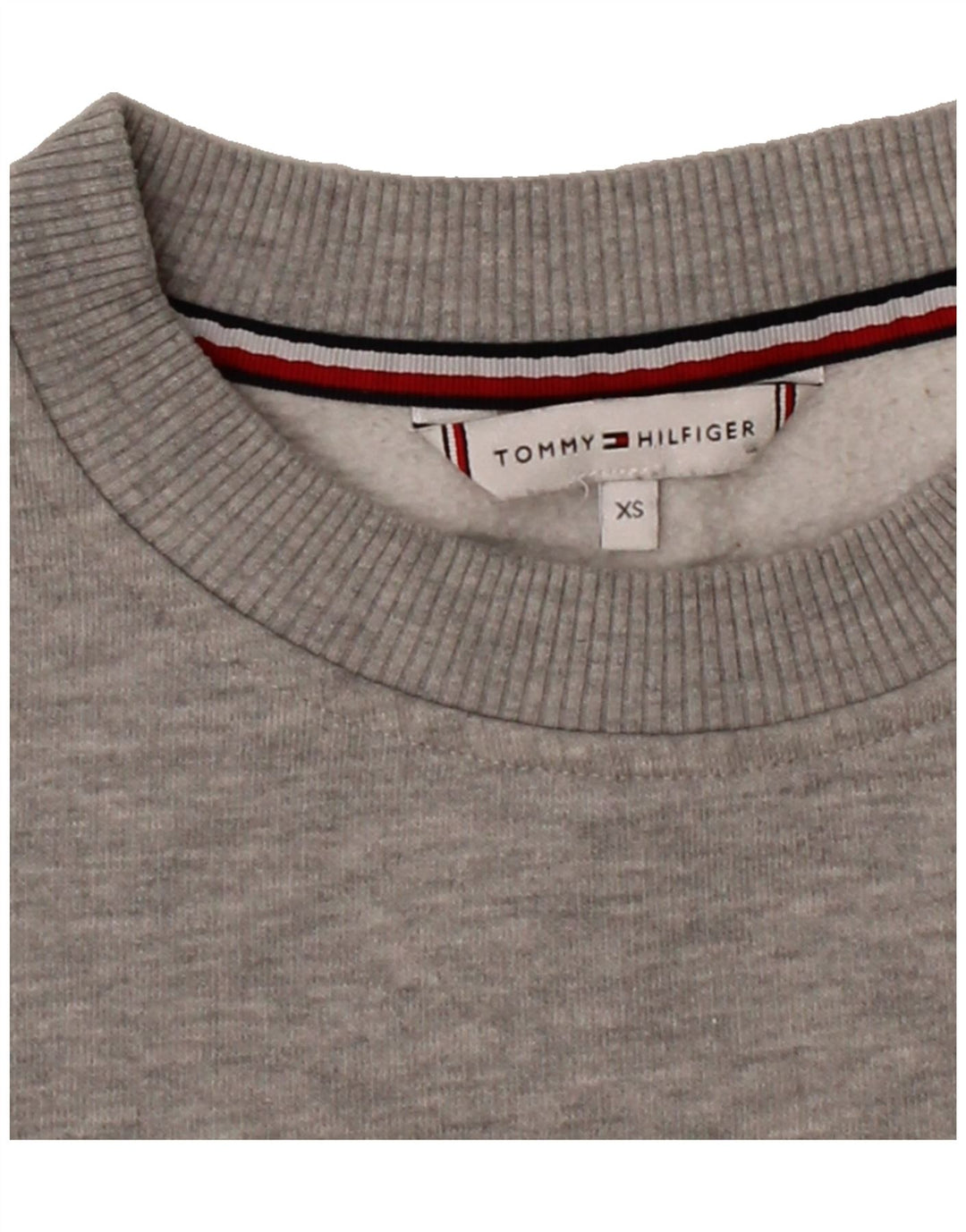 TOMMY HILFIGER Womens Oversized Sweatshirt Jumper UK 6 XS Grey Vintage Tommy Hilfiger and Second-Hand Tommy Hilfiger from Messina Hembry 