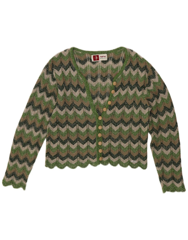 Steffner Womens Crop Cardigan Sweater EU 40 Chevron vert moyen