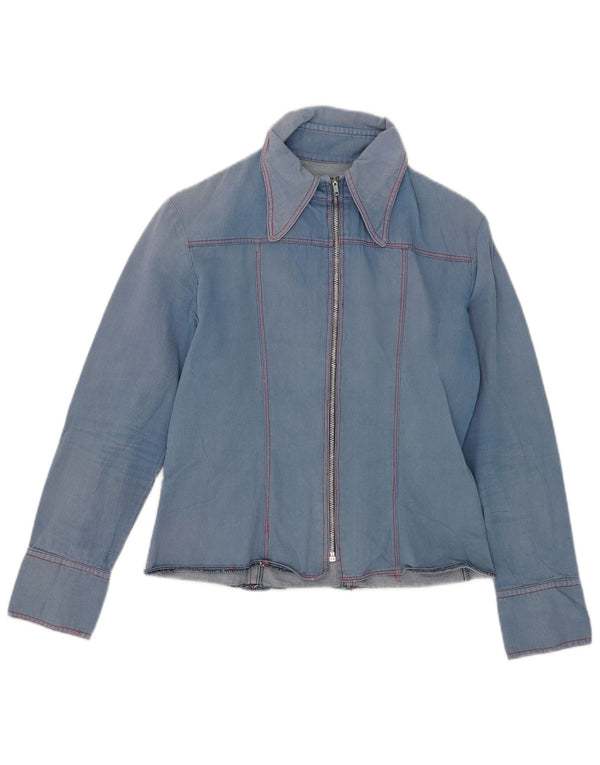 Vintage Dame Denim Shirt UK 10 Small Blue