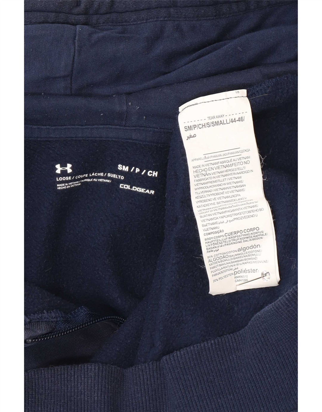 Felpa con cappuccio e zip Under Armour da uomo, vestibilità regolare, in cotone blu navy medio